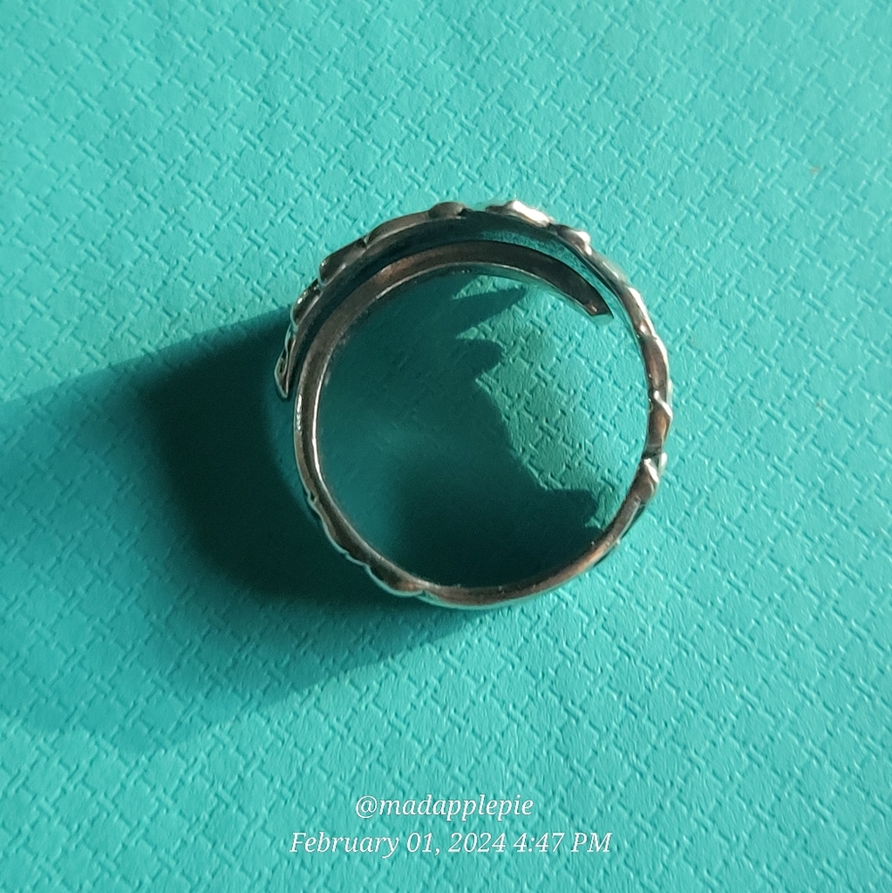 Sterling Silver Spoon Ring Columbine Flower Adjustable Flower Statement Piece 96 - Picture 5 of 10